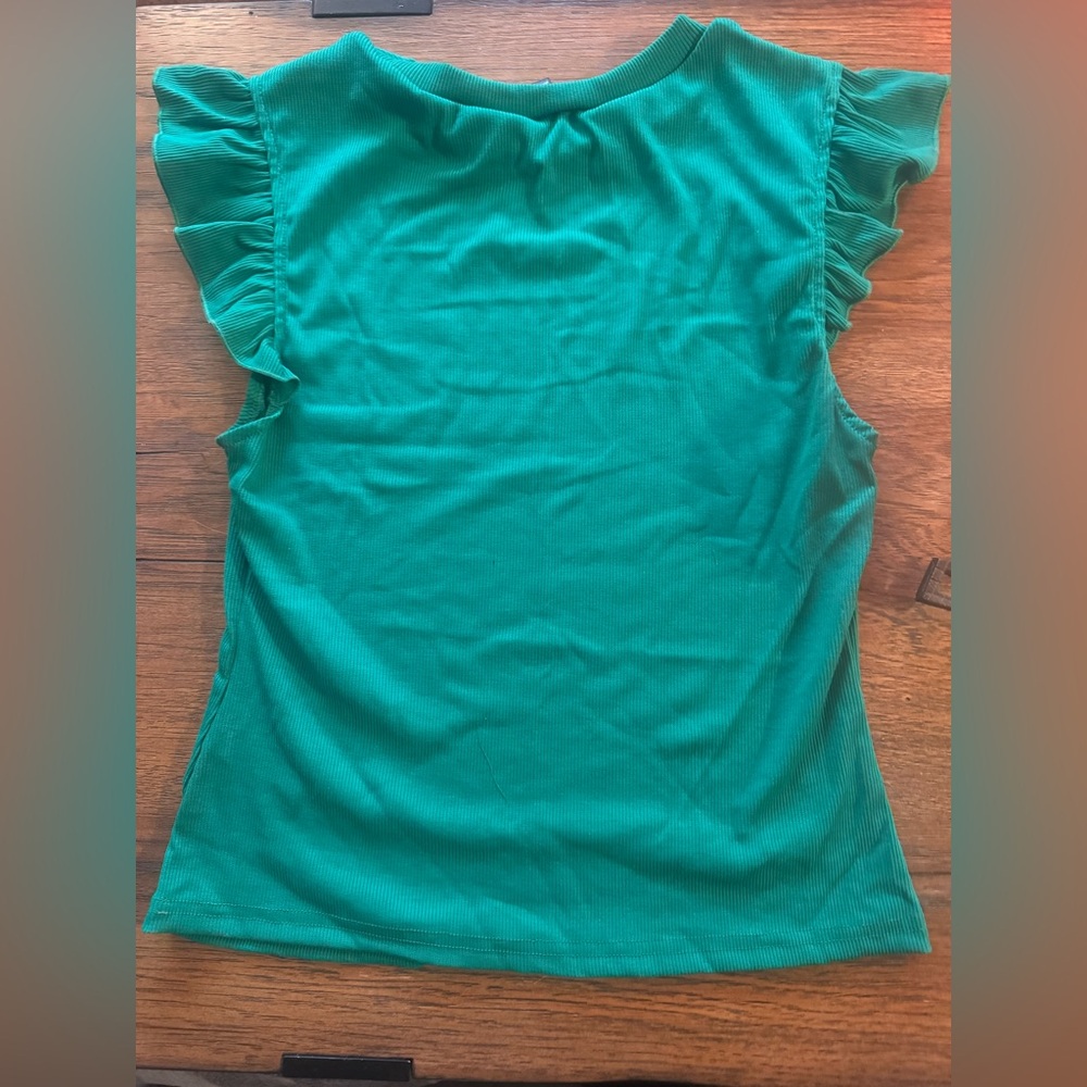 Green Ruffle Sleeve Women's Tank Top